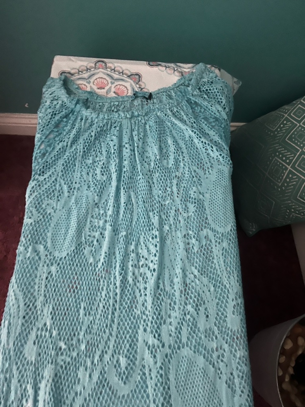 Light Aqua blue  Lace Crochet Cover-Up Dress